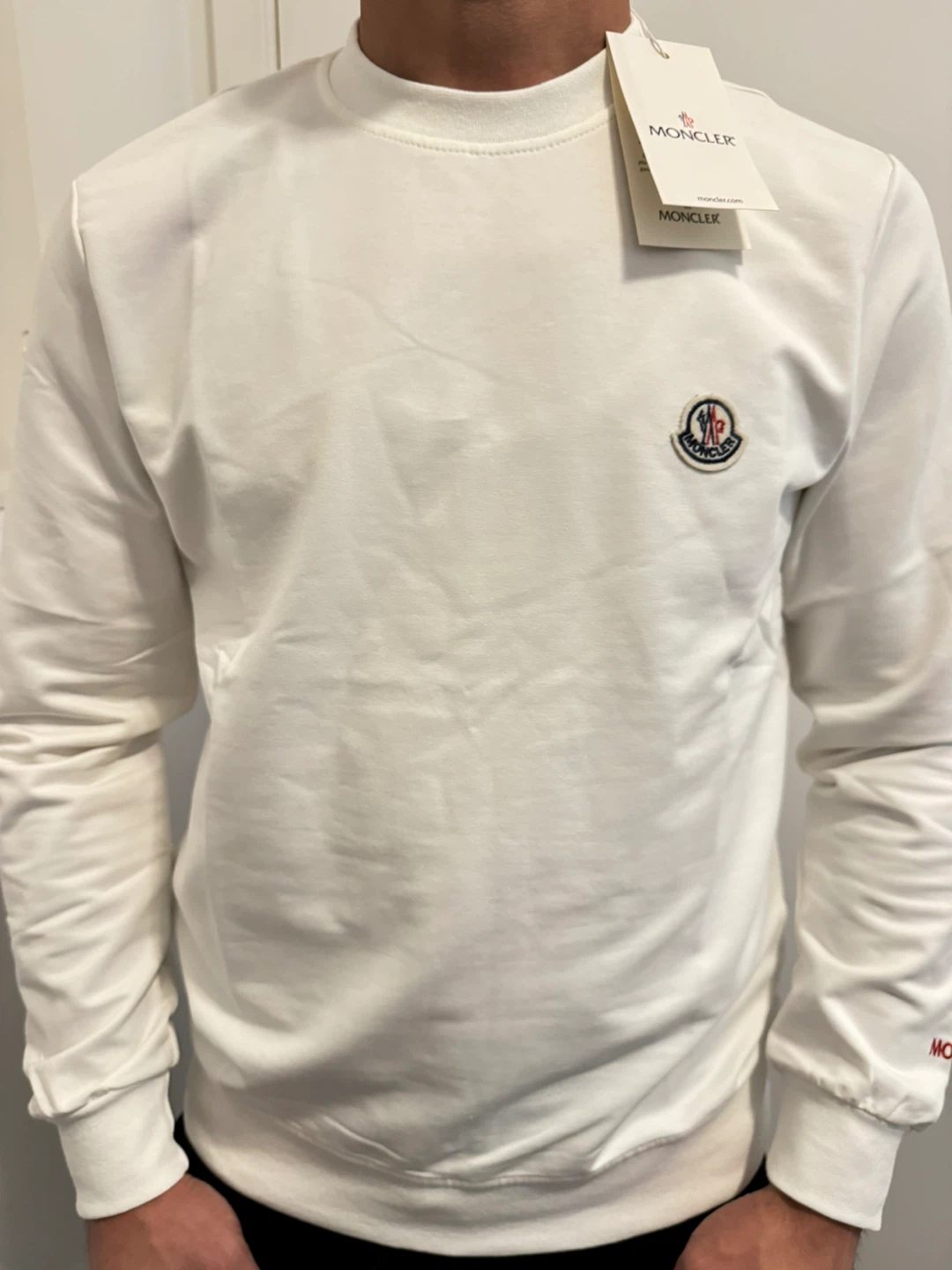 Moncler Long Sleeve Sweater white and black