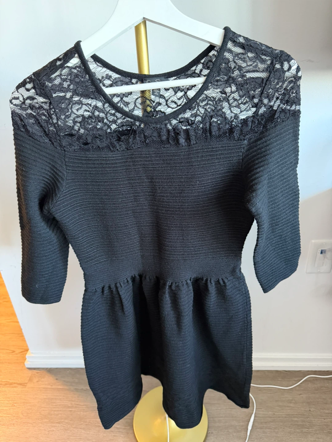 Black Lace Trim Dress