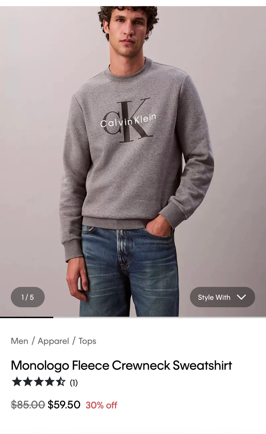Calvin Klein Jeans Fleece Crewneck Sweatshirt - photo 3