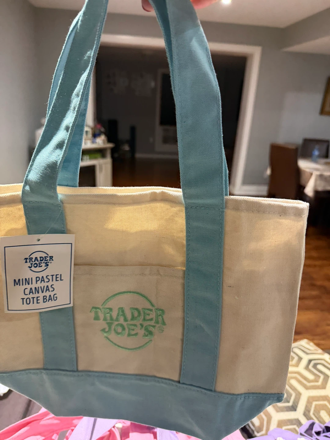 Trader Joe's Mini Pastel Canvas Tote Bag