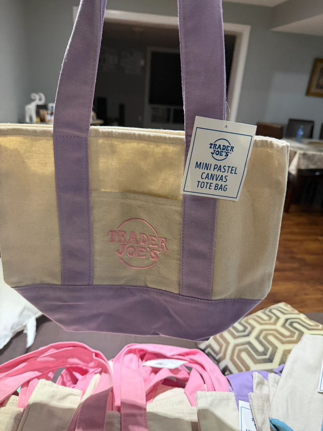Trader Joe's Mini Pastel Canvas Tote Bag - photo 2