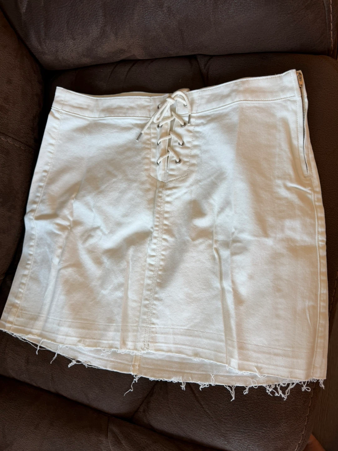 J. Crew White Lace-Up Denim Mini Skirt Size 30