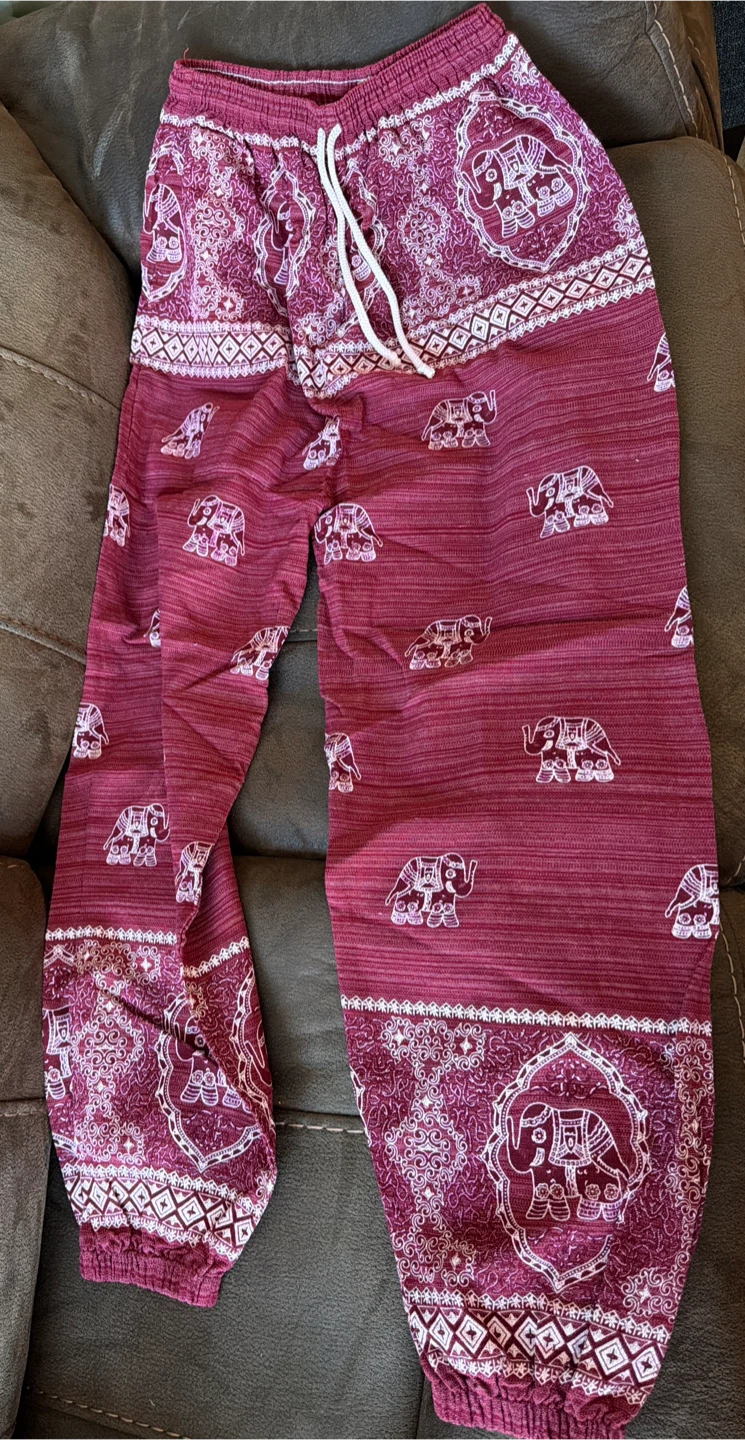 Maroon Elephant Print Harem Pants