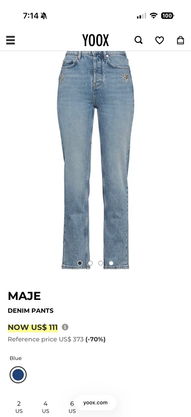 Maje Blue Denim Jeans Size 38