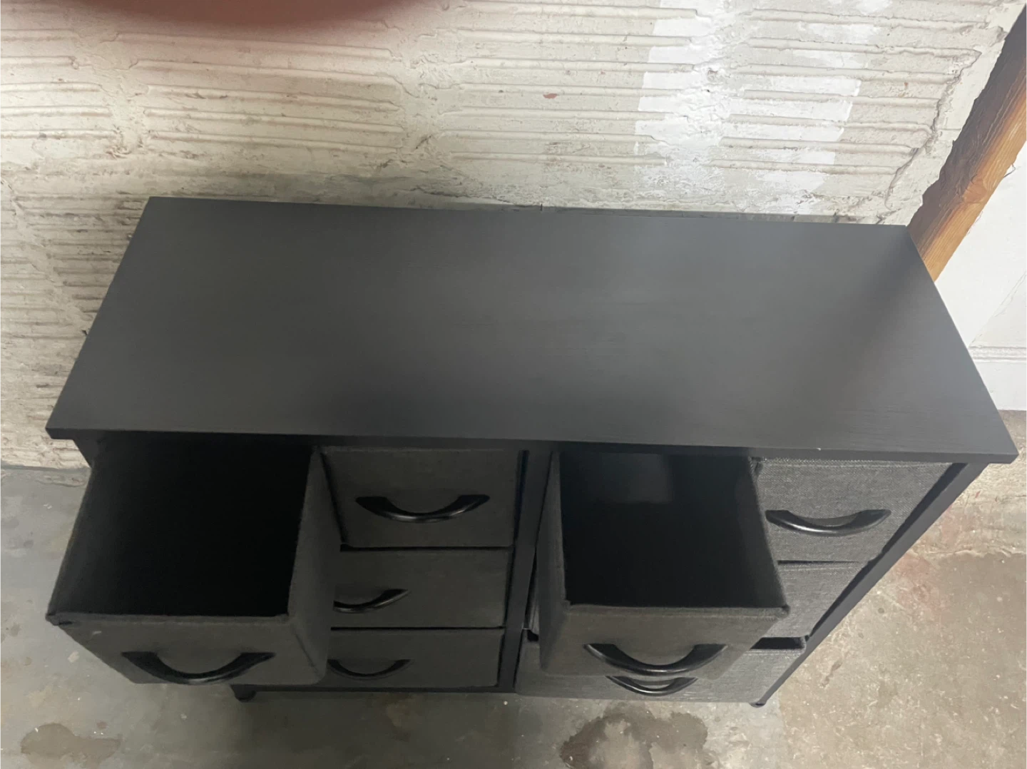 Small Gray Fabric Drawer Dresser with Black Frame - photo 2
