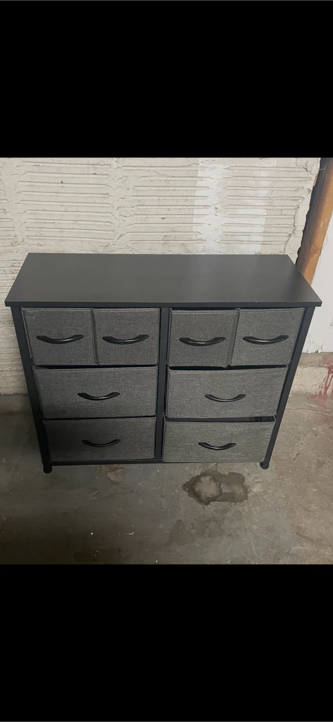Small Gray Fabric Drawer Dresser with Black Frame - photo 5