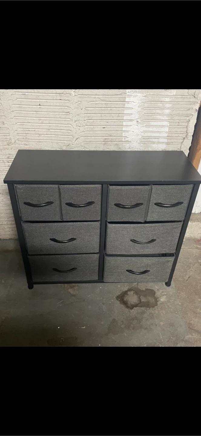 Small Gray Fabric Drawer Dresser with Black Frame - photo 4