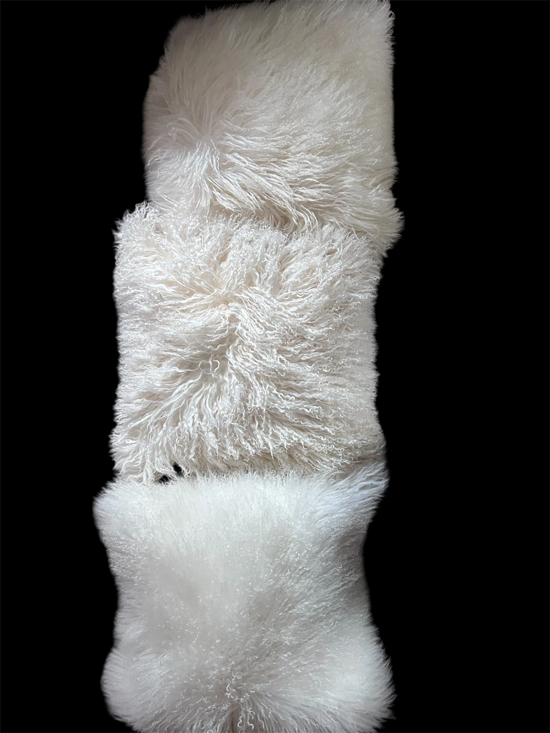 West Elm Mongolian Lamb Fur Pillows – Set of 3 (24”) - $450