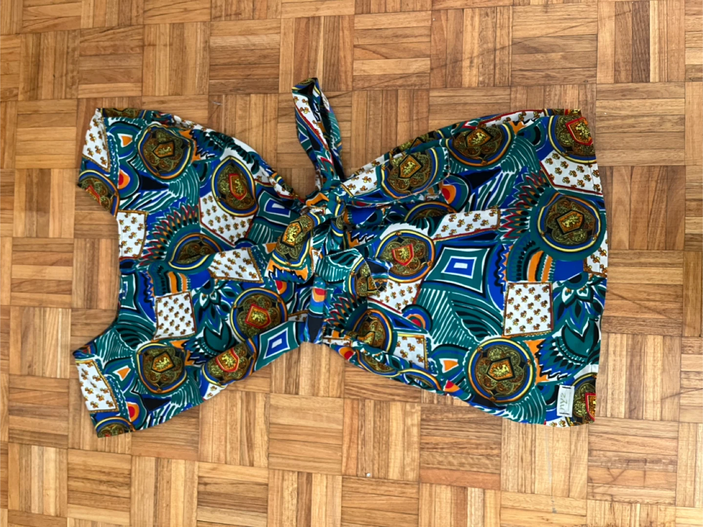 CUSTOM DESIGNED Vibrant Patterned  dresswith Tie Detail