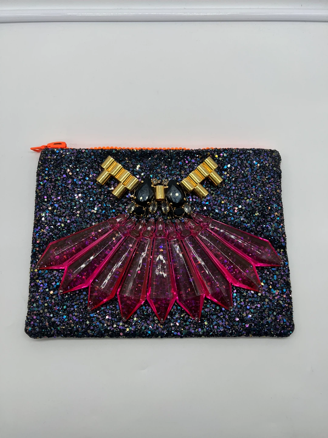 MAWI SS13 Acrylic Perspex Crystals Dark Purple Glitter Clutch - photo 2