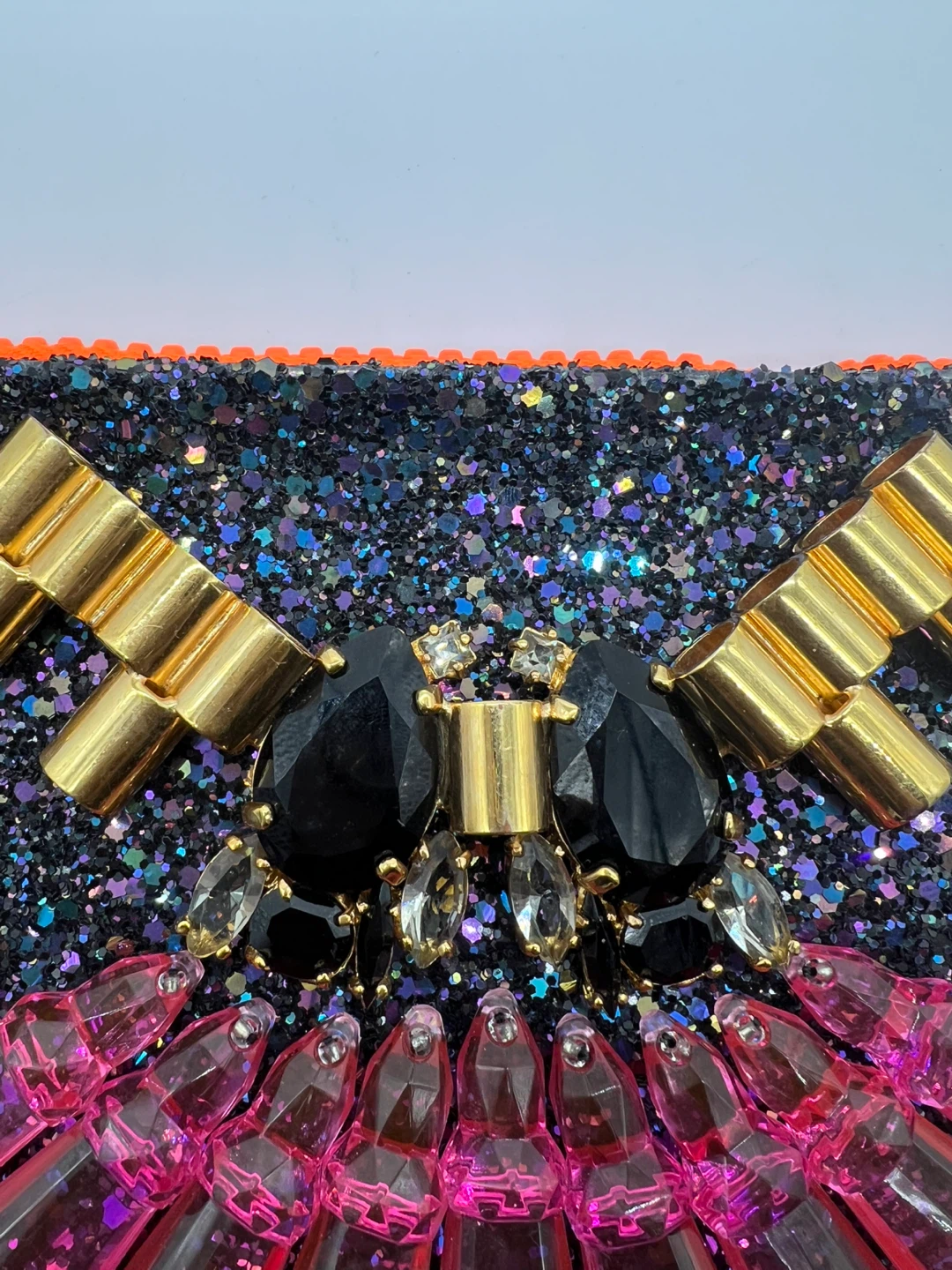MAWI SS13 Acrylic Perspex Crystals Dark Purple Glitter Clutch - photo 4