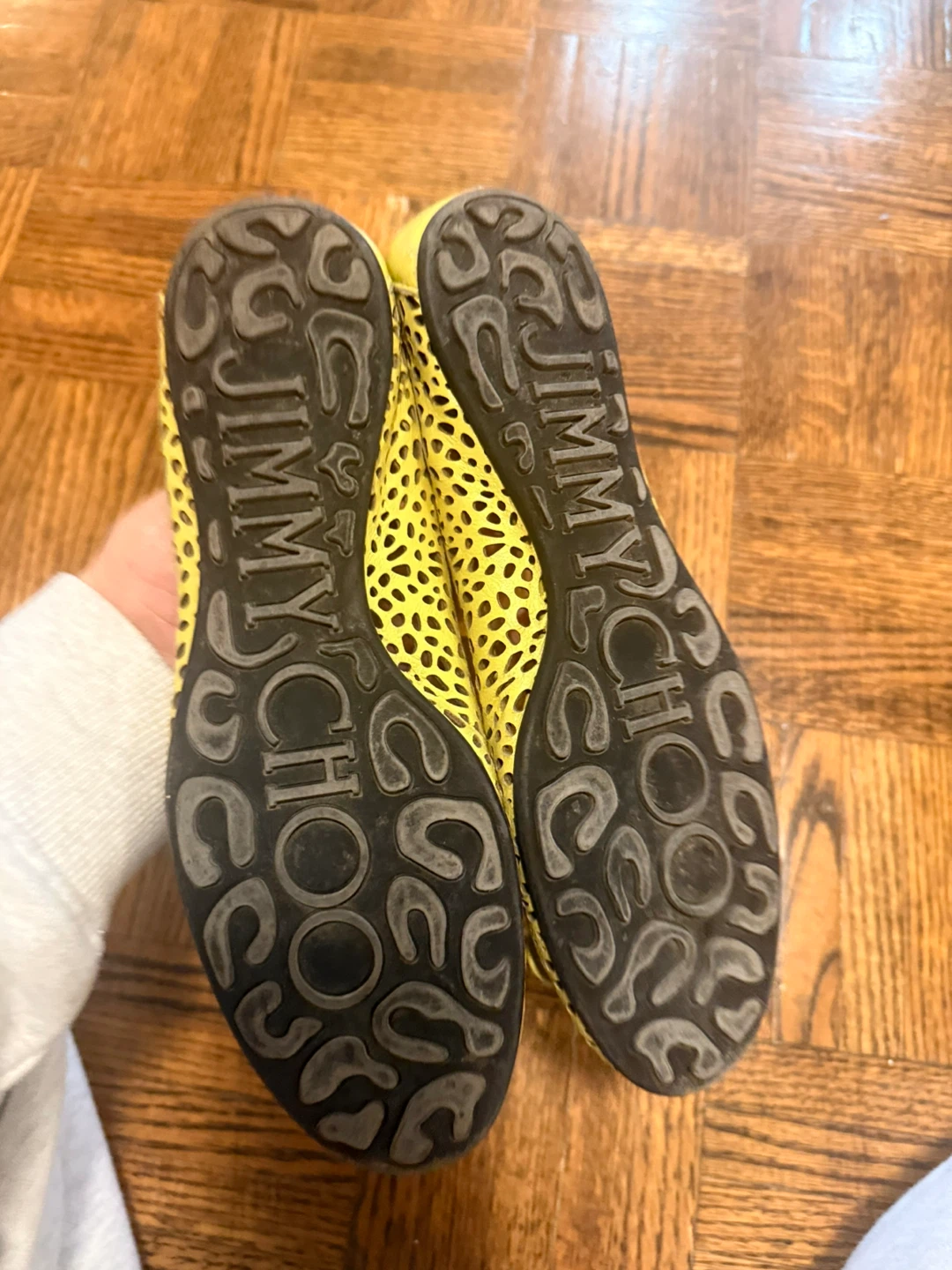 Jimmy Choo Yellow Perforated Ballet Flats - photo 4