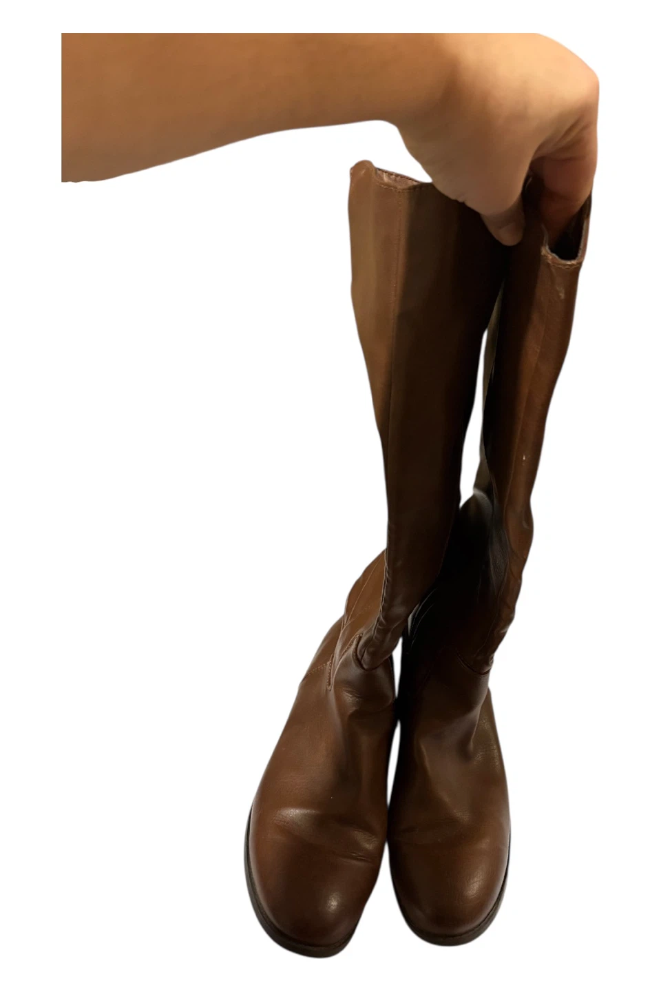 Brown Faux Leather Knee-High Boots Size 8.5 - photo 4