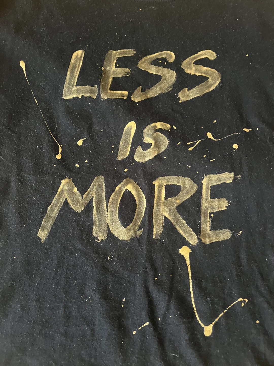 Black T-Shirt "Less Is More" custom design gold paint - photo 2