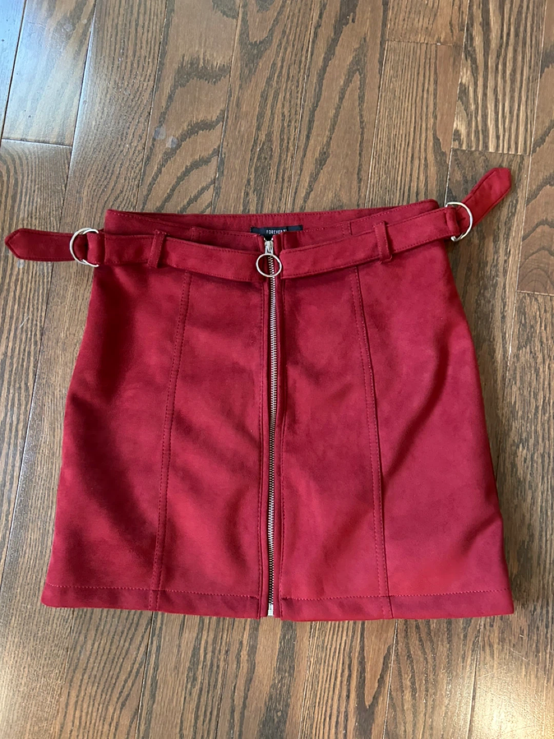 Forever 21 Red Suede Mini Skirt with Zipper