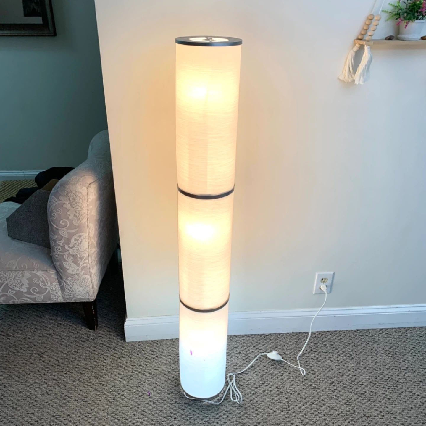 Tall Floor Lamp Cylinder Shade Modern Standing Light