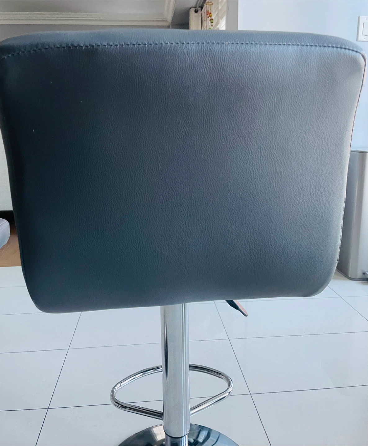 Grey Faux Leather Bar Stool - photo 2