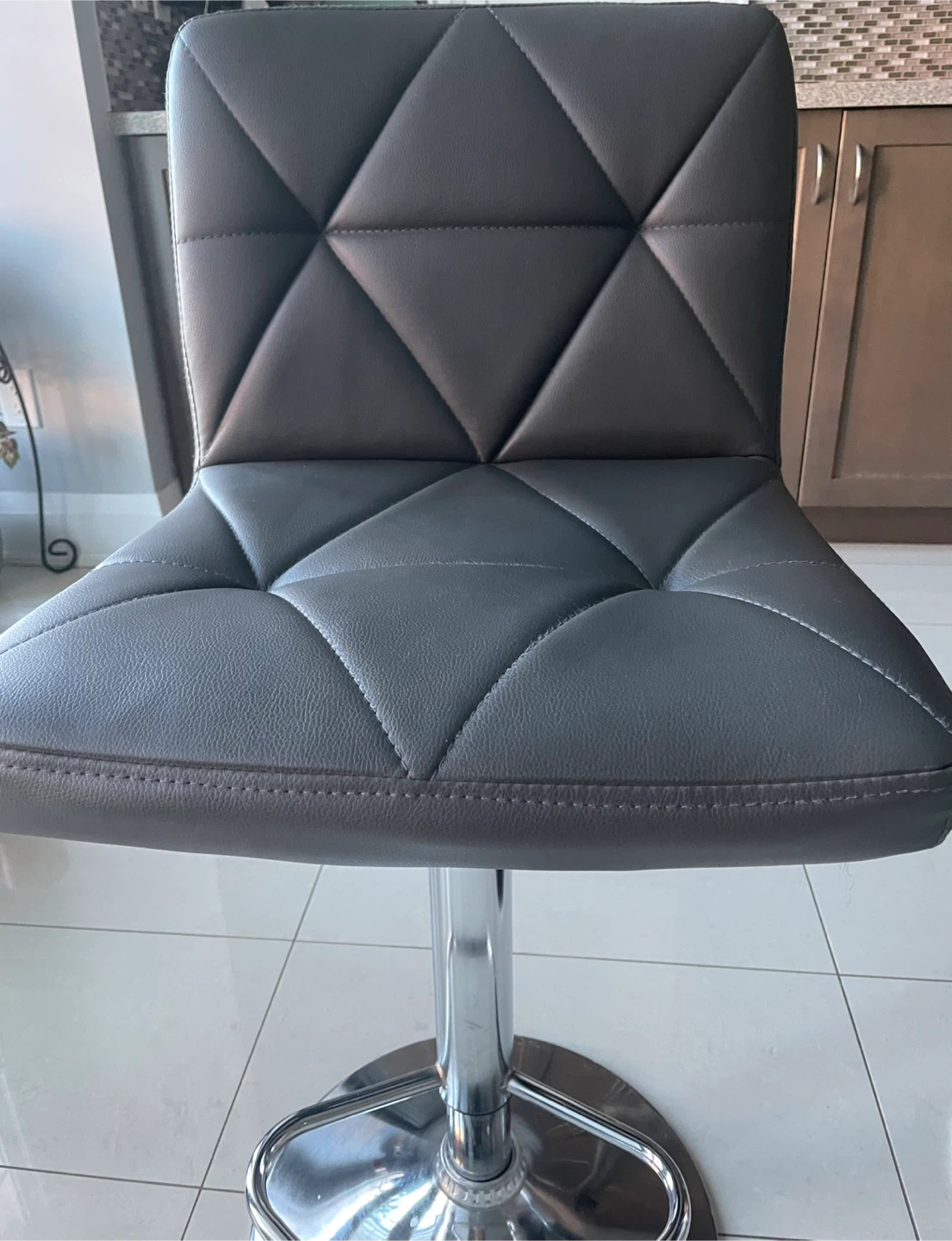 Grey Faux Leather Bar Stool - photo 4