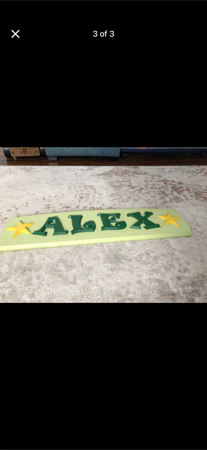 Wooden Name Sign 'ALEX' with Stars - photo 3