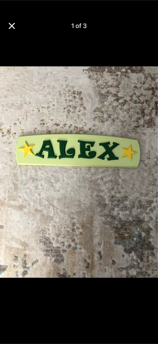 Wooden Name Sign 'ALEX' with Stars