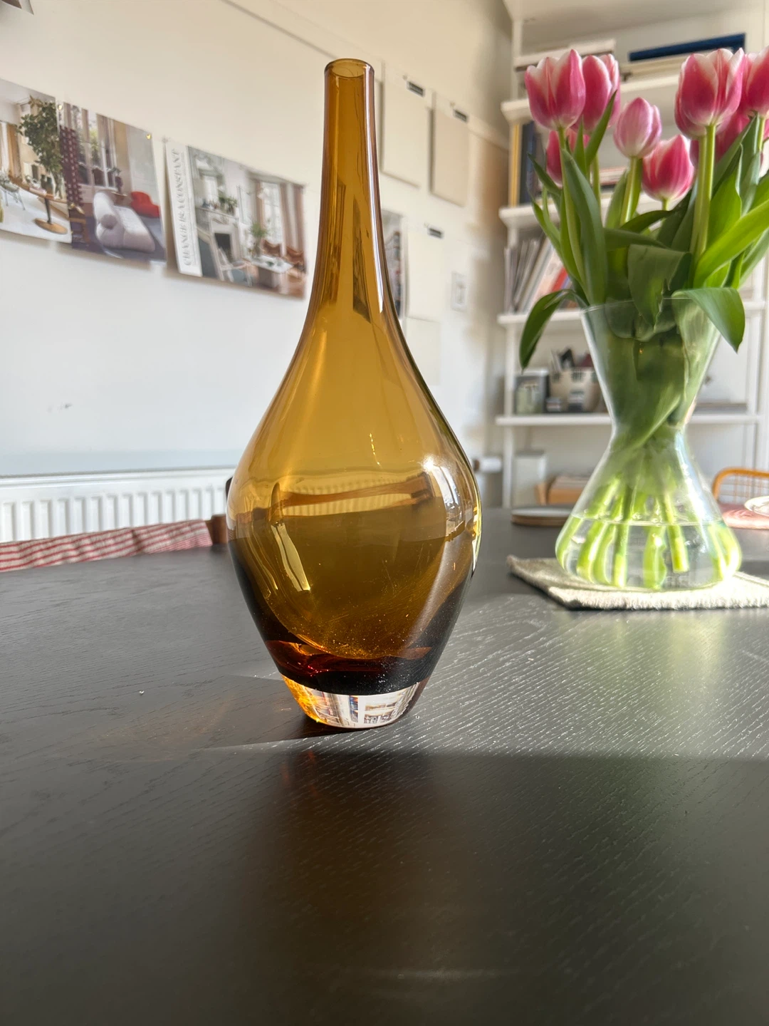 MOVING SALE: Mid-Century Handblown Scandinavian Amber Glass Vase