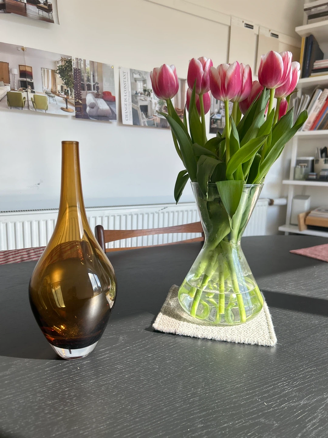 MOVING SALE: Mid-Century Handblown Scandinavian Amber Glass Vase - photo 3