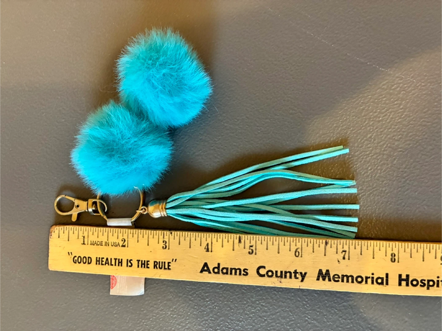 Just Be Teal Faux Fur Pom Pom Tassel Keychain - photo 3