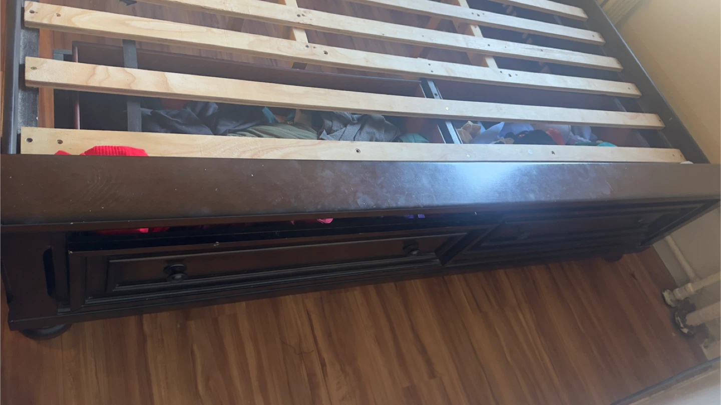 Dark Brown Sleigh Bed Frame with Drawers - photo 2