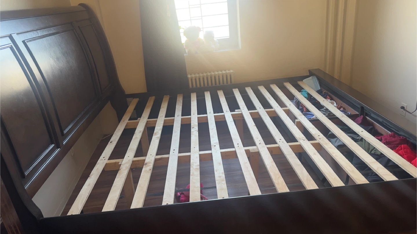 Dark Brown Sleigh Bed Frame with Drawers - photo 3