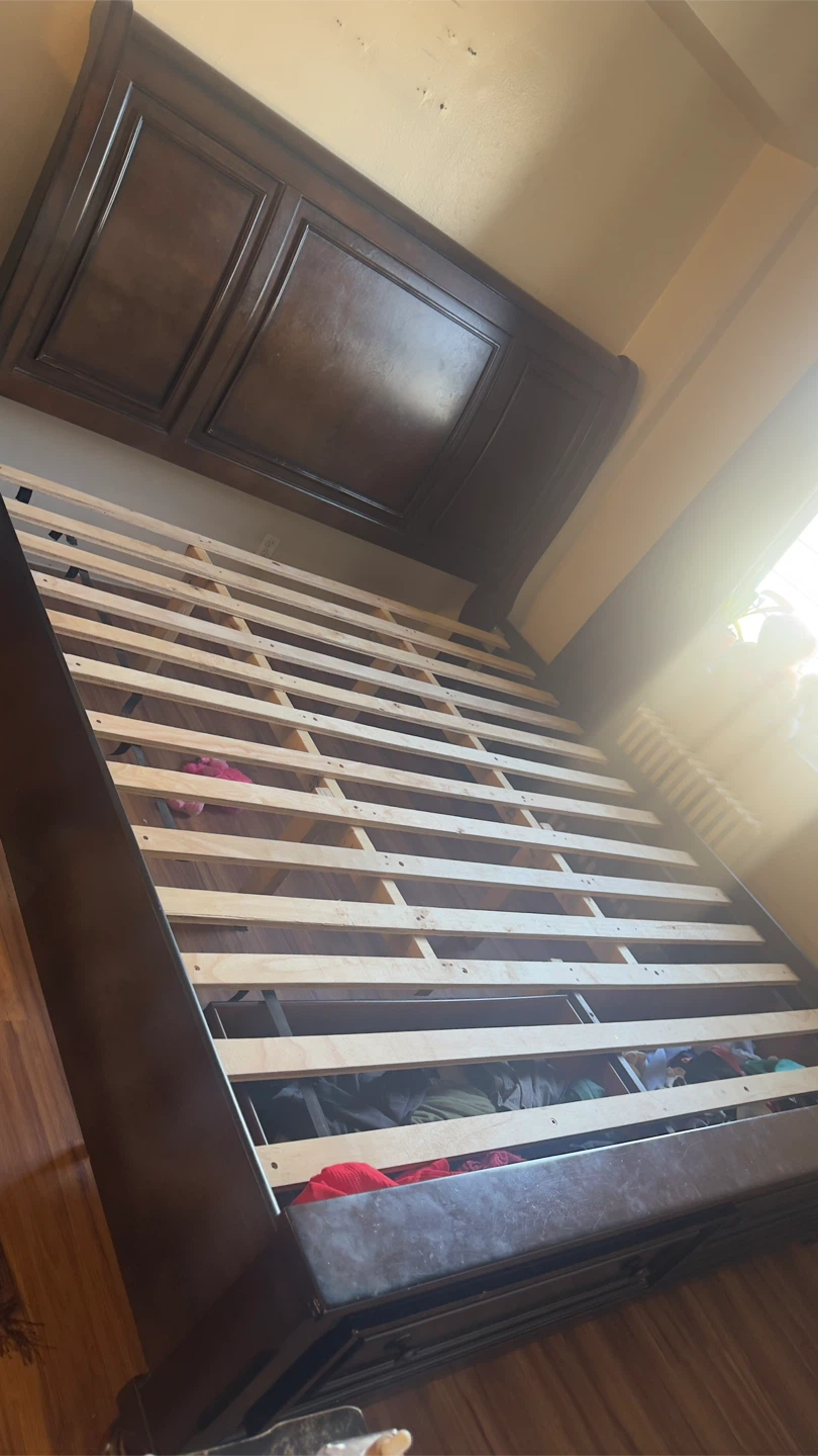 Dark Brown Sleigh Bed Frame with Drawers - photo 4