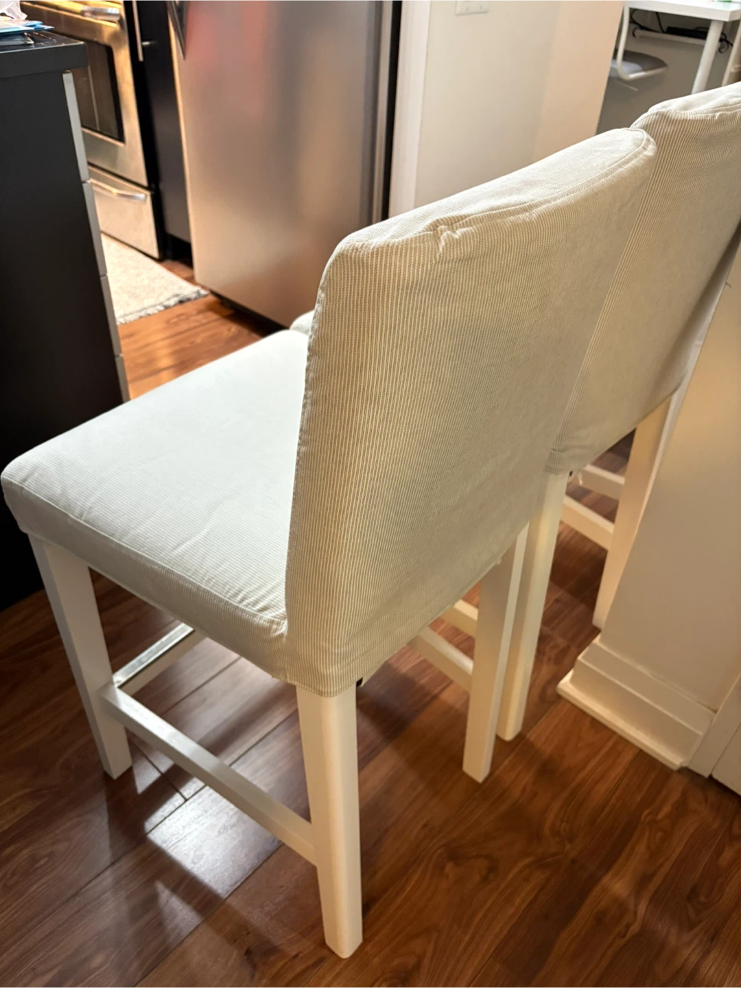Set of 4Upholstered Counter Stool Chairs - Light Beige - photo 4