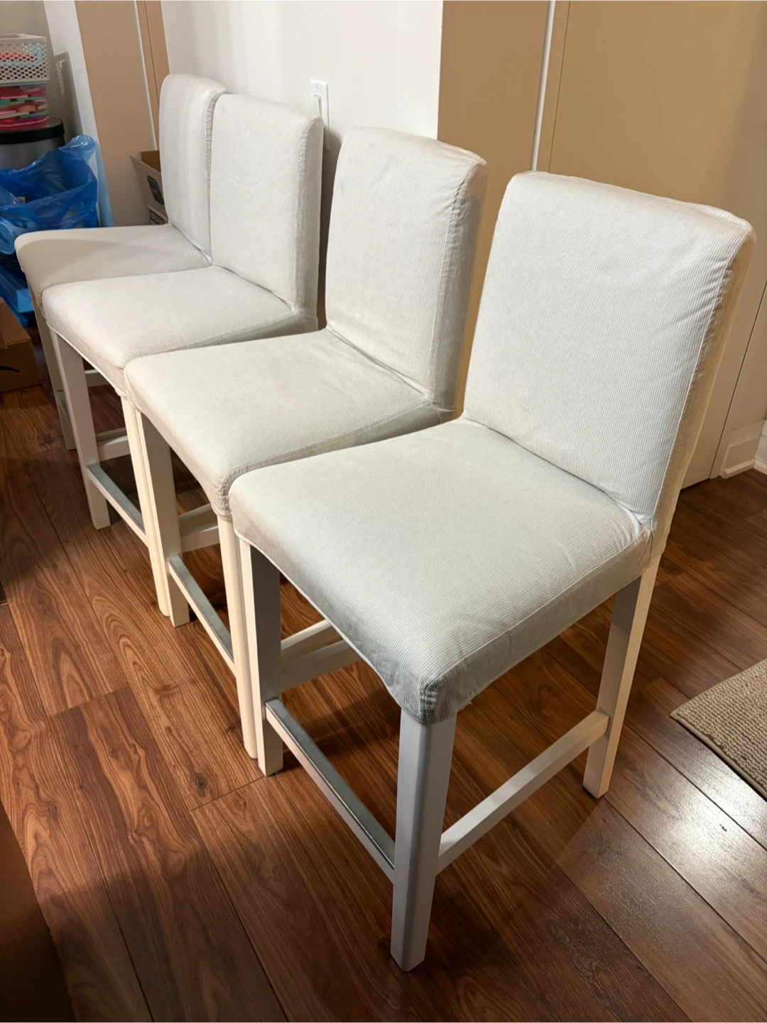 Set of 4Upholstered Counter Stool Chairs - Light Beige - photo 3