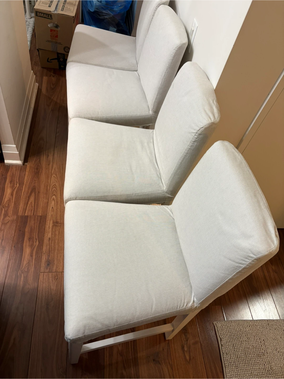 Set of 4Upholstered Counter Stool Chairs - Light Beige