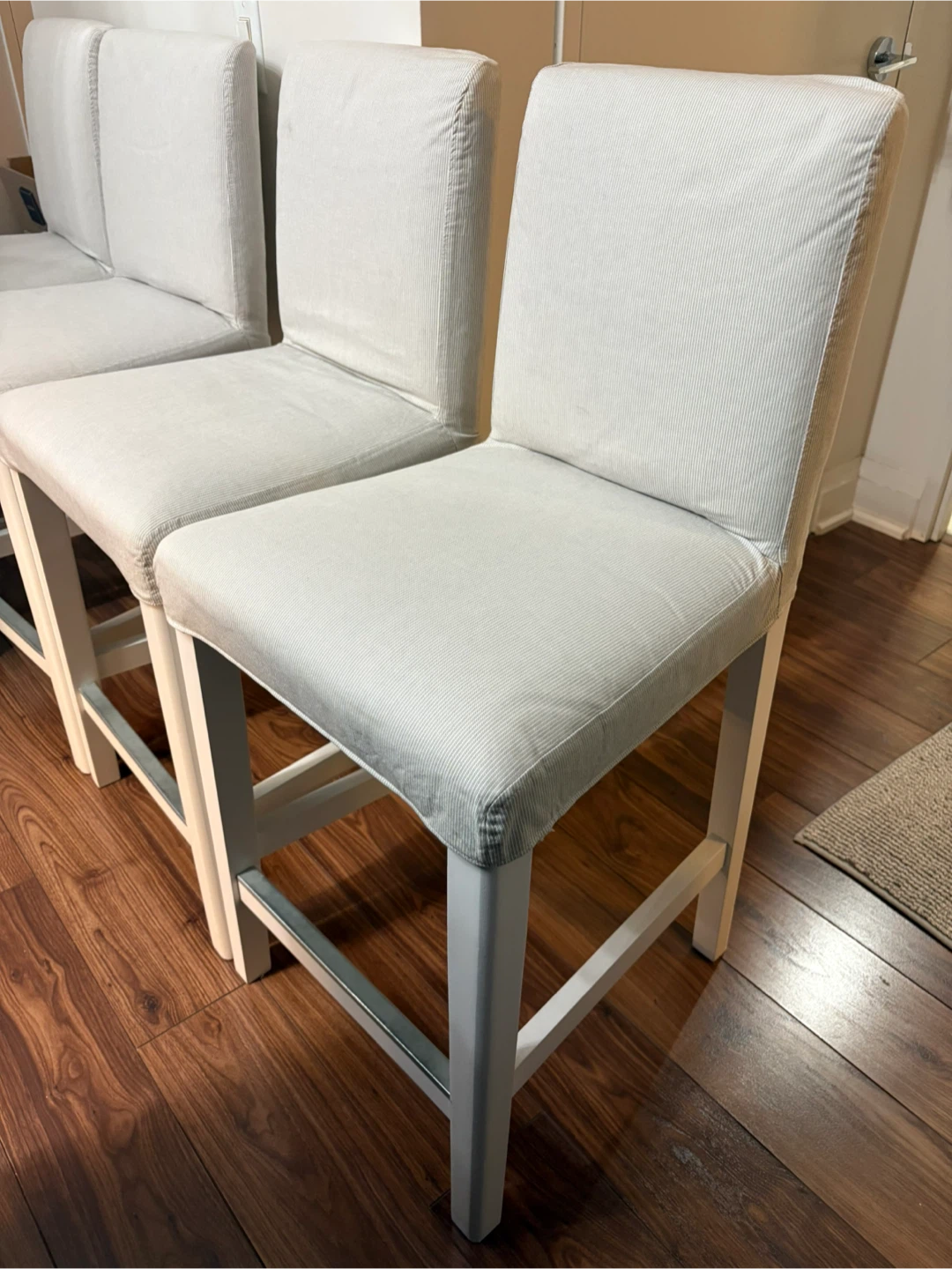 Set of 4Upholstered Counter Stool Chairs - Light Beige - photo 2