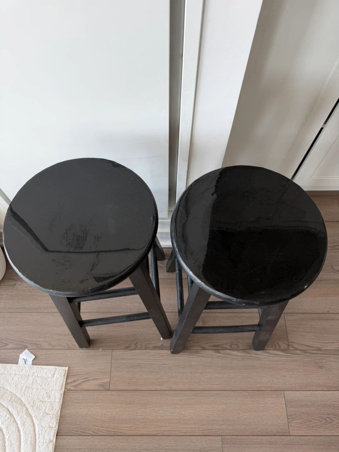 Pair of Black Wooden Bar Stools - photo 2