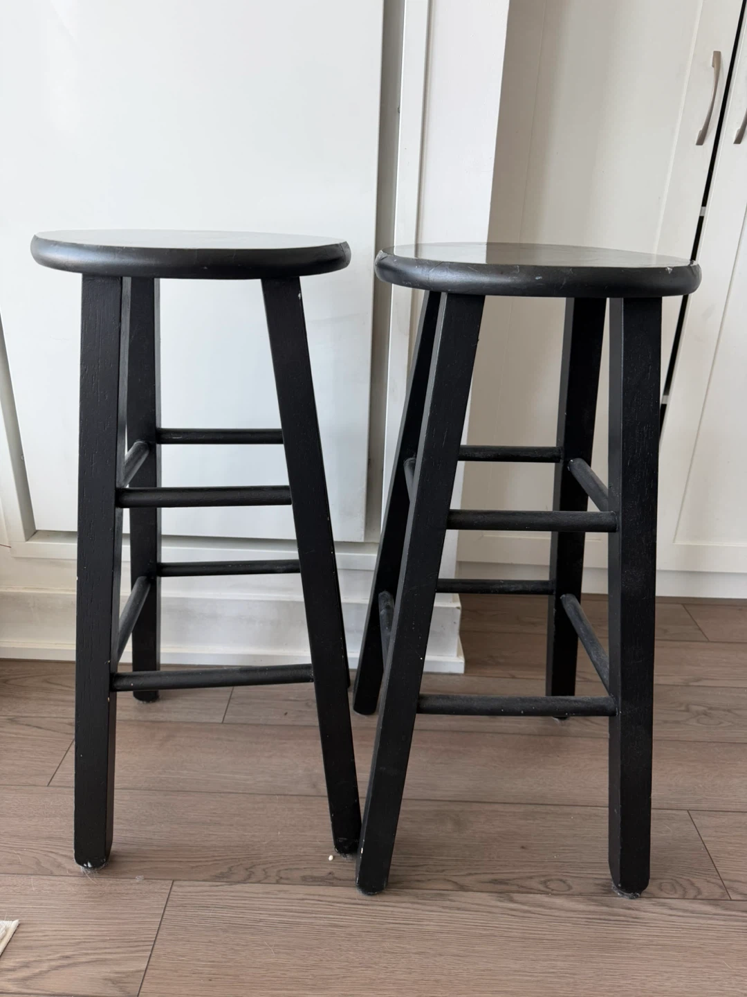 Pair of Black Wooden Bar Stools