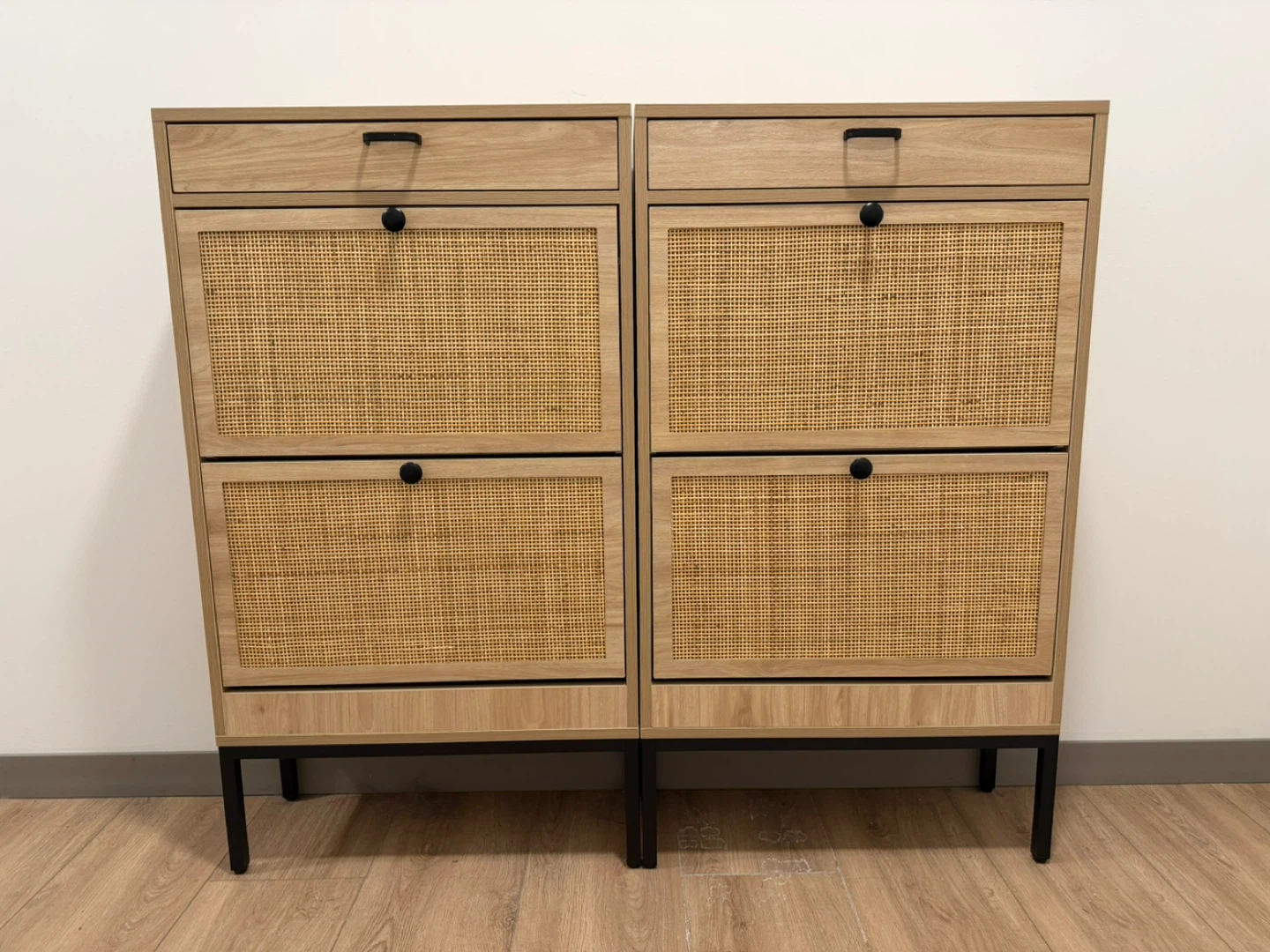 Wooden Shoe Cabinet with Rattan Doors - photo 2