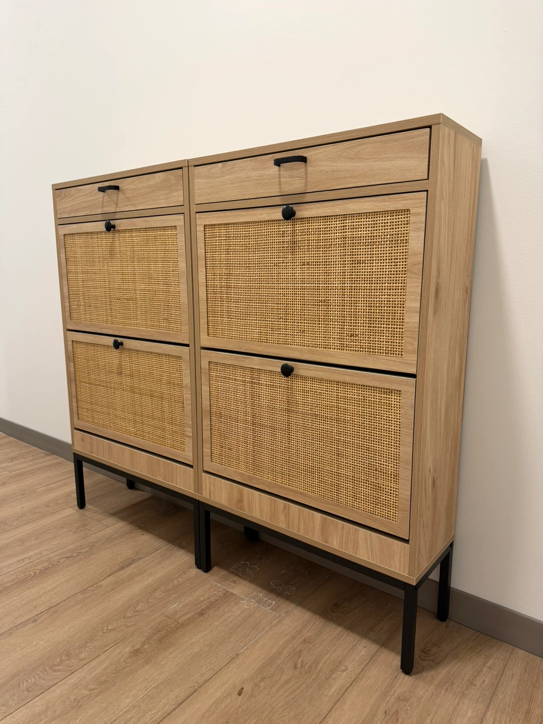 Wooden Shoe Cabinet with Rattan Doors - photo 3