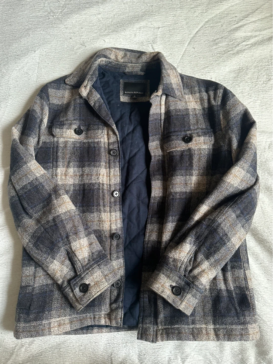 Banana Republic Plaid Quilted Lined Shirt Jacket
