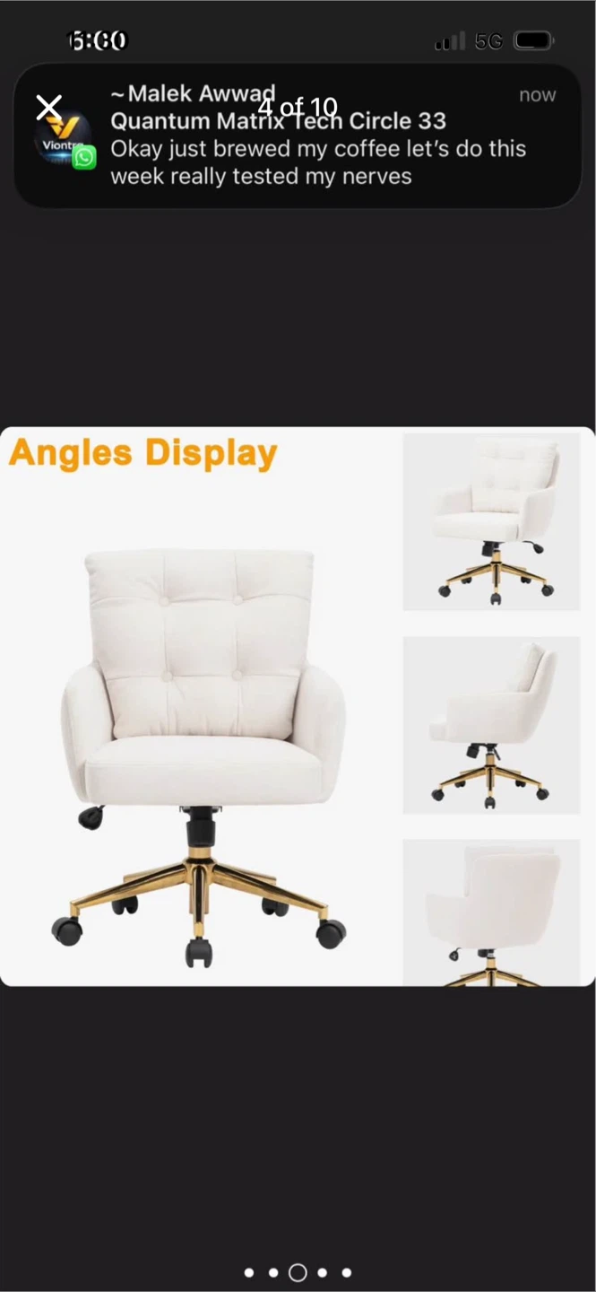 New Zareon polyester Cream office chair - photo 4