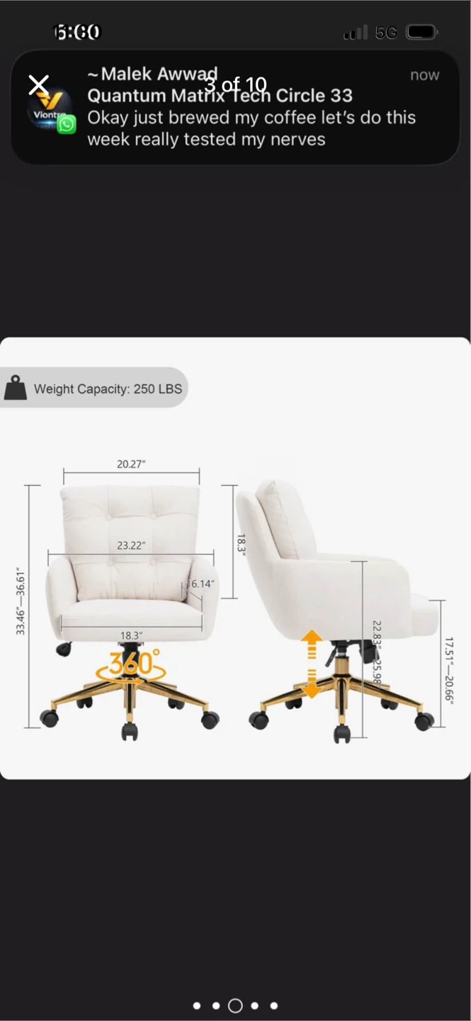 New Zareon polyester Cream office chair - photo 3