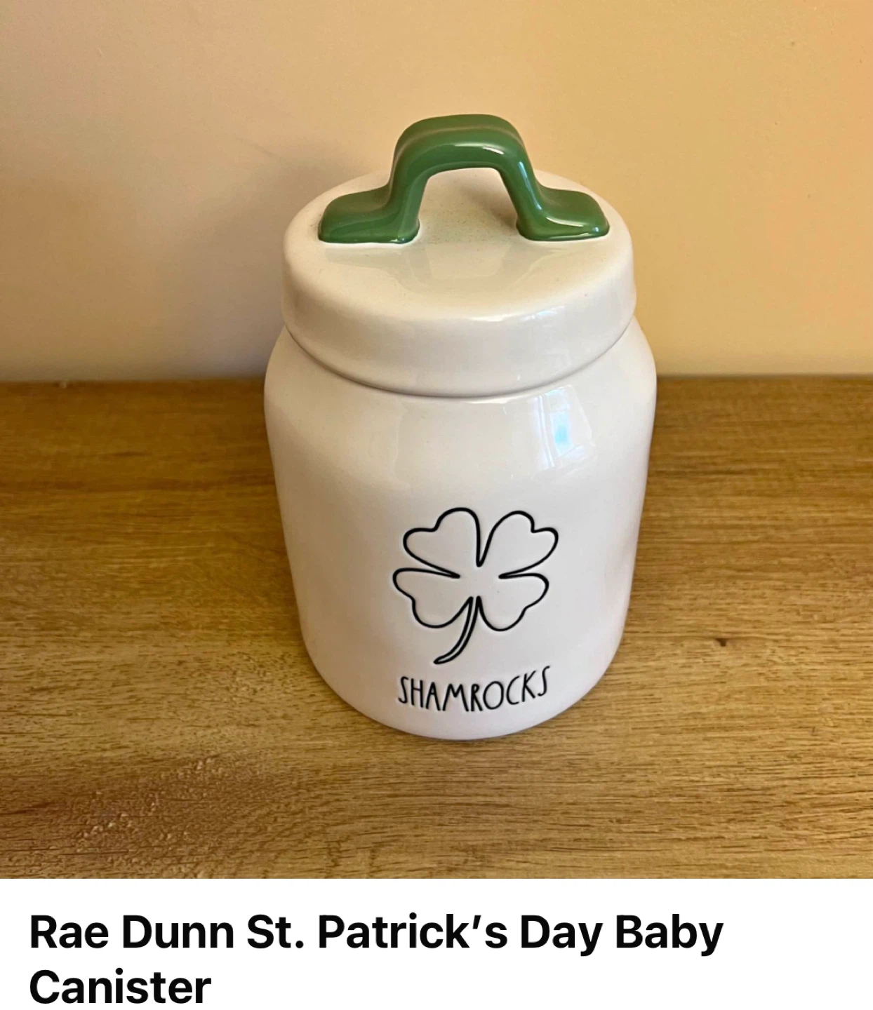 Rae Dunn St. Patrick's Day Baby Canister
