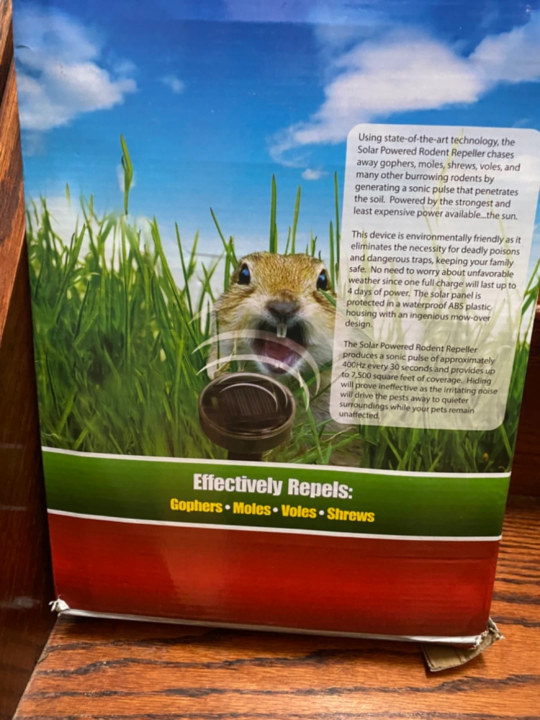 Solar Powered Rodent Repeller - Gophers, Moles, Voles, Shrews