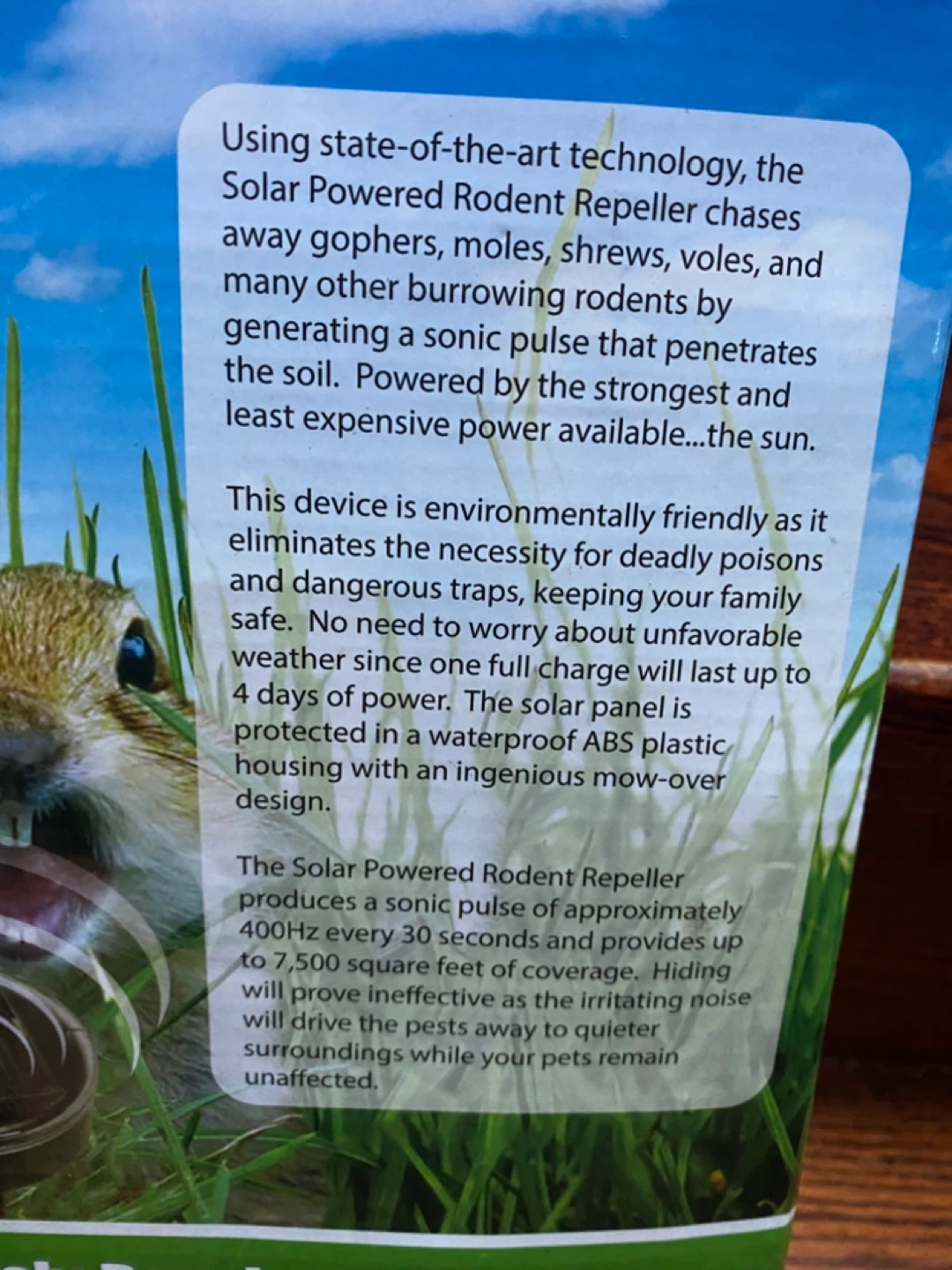 Solar Powered Rodent Repeller - Gophers, Moles, Voles, Shrews - photo 3