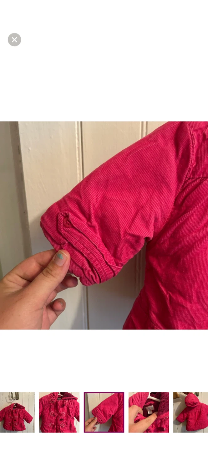 The Children's Place Pink Corduroy Hooded Jacket - 0-3 Months - photo 3