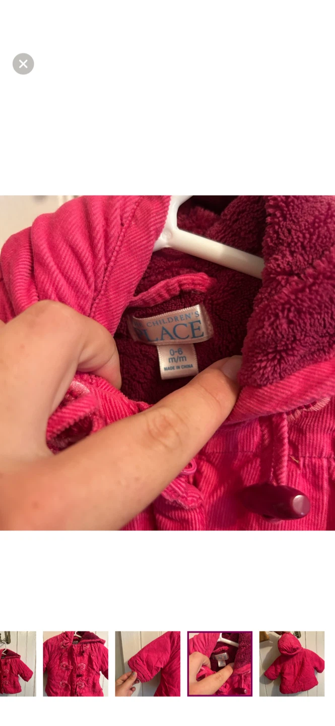 The Children's Place Pink Corduroy Hooded Jacket - 0-3 Months - photo 4