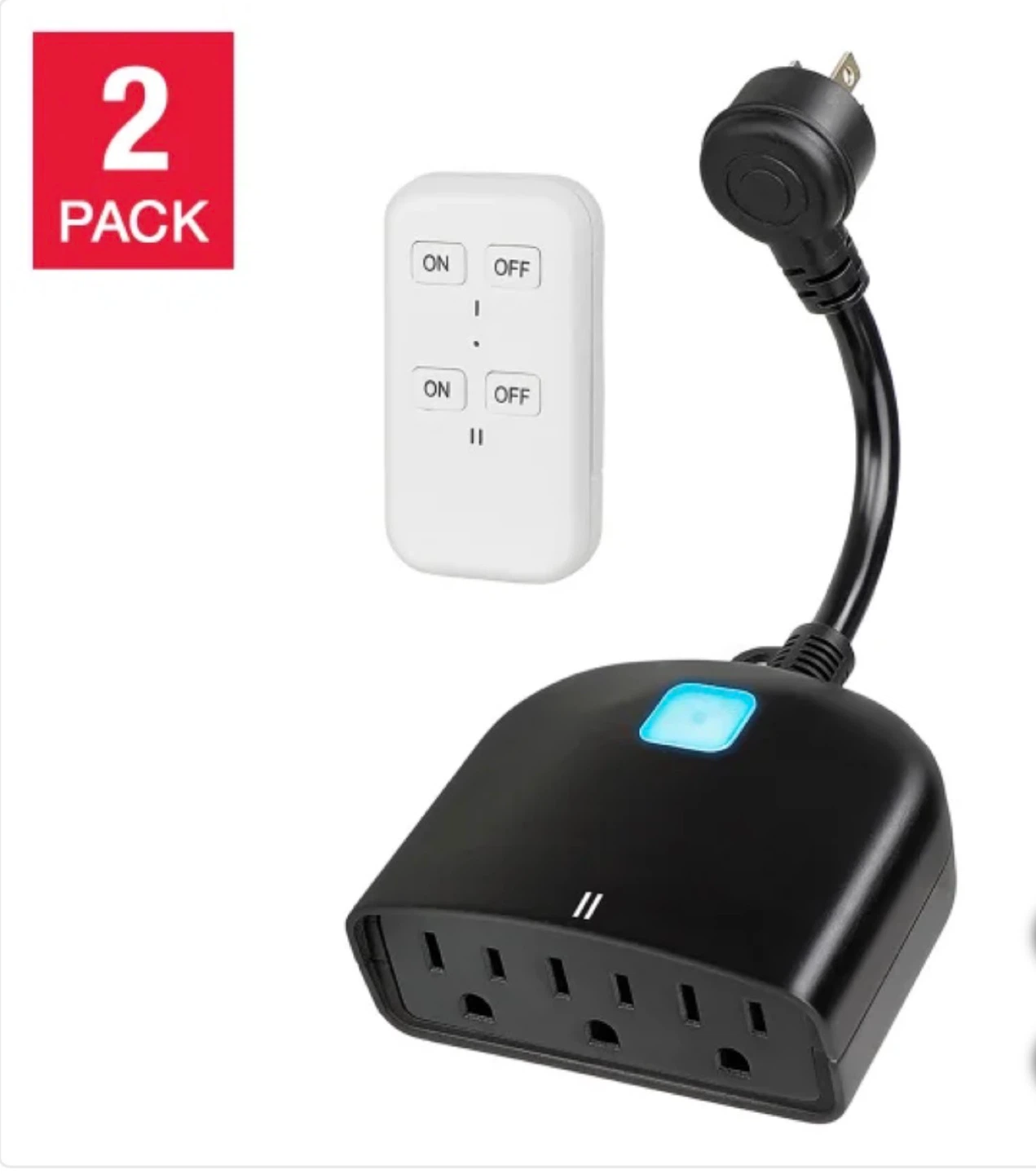 2 Pack Outdoor Smart Outlet with Remote Control