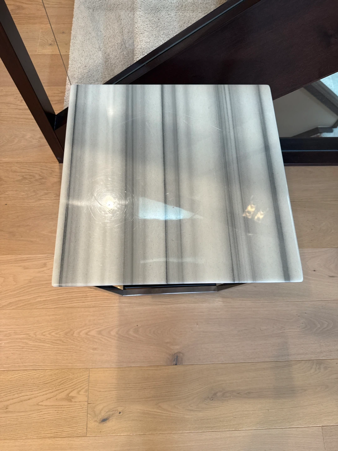 Marble Top Side Table with Black Shelf - photo 2