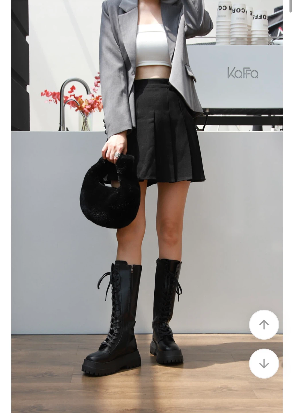 Black Lace-Up Platform Knee-High Boots - photo 2