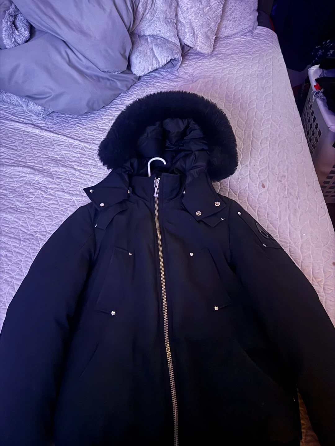 Moose Knuckles Black Bomber Jacket